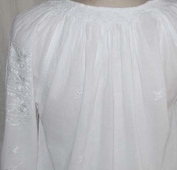 White Peasant Blouse with Cross Stitch Embroidery Carpatina