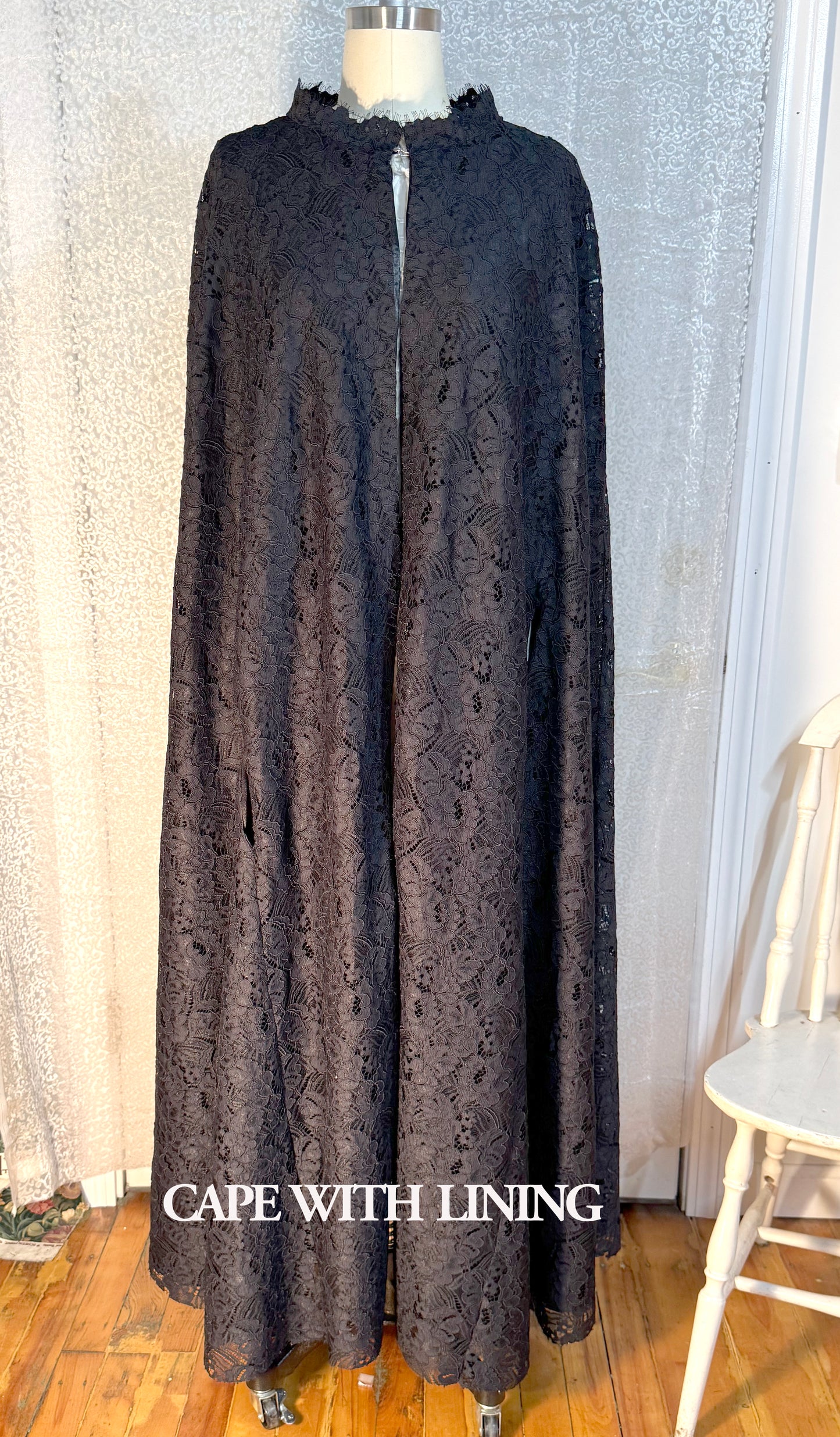 Black Lace Long Cape Cloak
