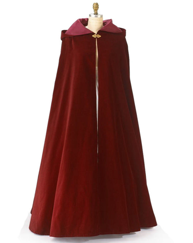 burgundy red velvet cloak